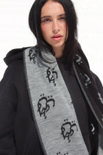 Load image into Gallery viewer, ASILI DOUBLE-FACE MONOGRAM SCARF
IN DARK GREY
