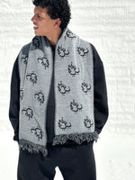 Load image into Gallery viewer, ASILI DOUBLE-FACE MONOGRAM SCARF
IN DARK GREY

