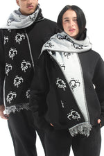 Load image into Gallery viewer, ASILI DOUBLE-FACE MONOGRAM SCARF
IN LIGHT GREY
