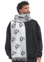 Load image into Gallery viewer, ASILI DOUBLE-FACE MONOGRAM SCARF
IN LIGHT GREY
