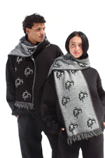 Load image into Gallery viewer, ASILI DOUBLE-FACE MONOGRAM SCARF
IN DARK GREY
